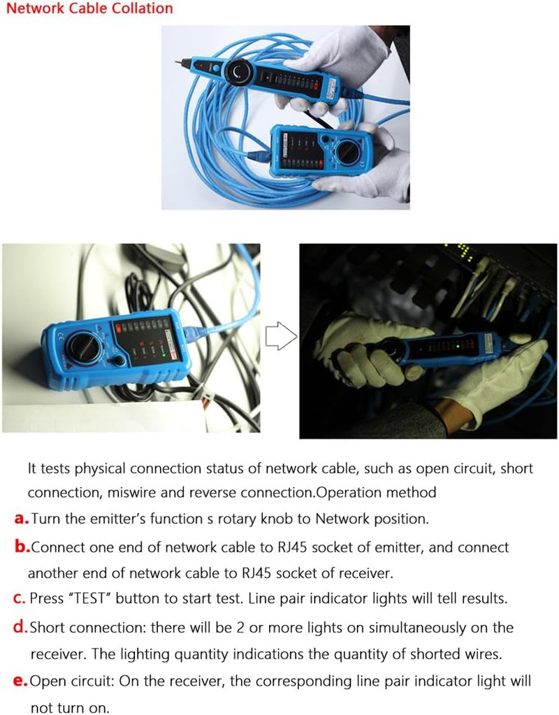 Domary Multi-Functional Handheld Wire Tester Tracker Line Finder Cable Testing Tool for Network Maintenance