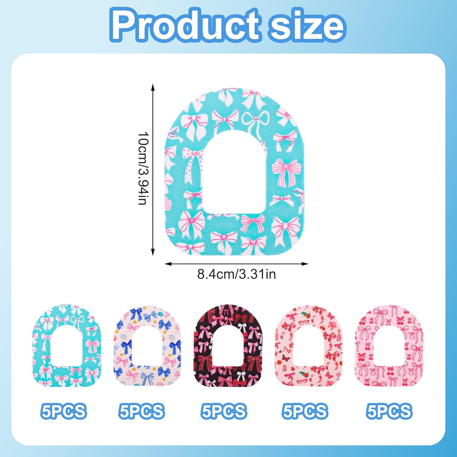 25Pcs Adhesive Patches for Omnipod 5, Waterproof Sensor Cover Sweatproof Protective Stickers Adhesive Tape Compatible with Omnipod 5 Overpatches (Bow-Knot Styles) image number 1