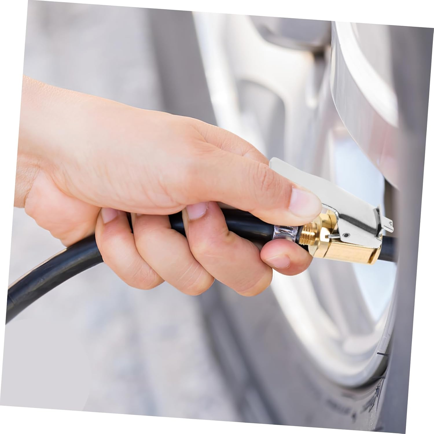 TOGEVAL Car Valve Adapter Air Pump Thread Nozzle Quick Connector for Car and Motorcycle Tyre Inflator with Clip-On Air Chuck Compatible with Auto Tire Wheels image number 4