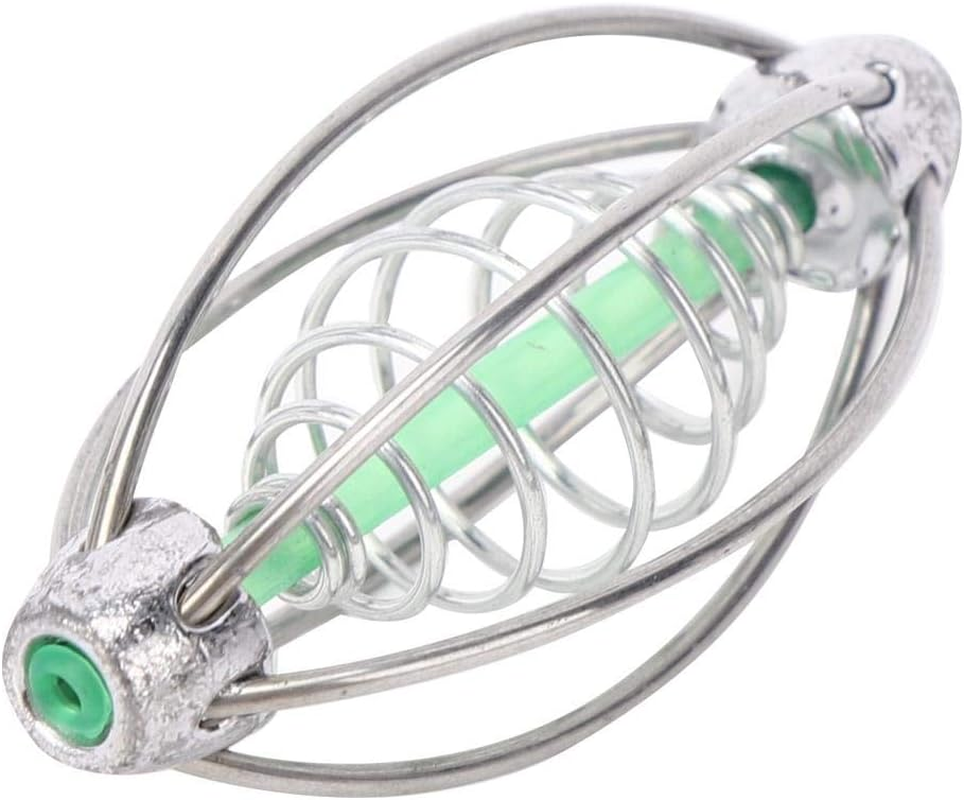 Stainless Steel Spring Feeder Basket - 10Pcs Carp Fishing Feeder with Pendant Bead (20G)