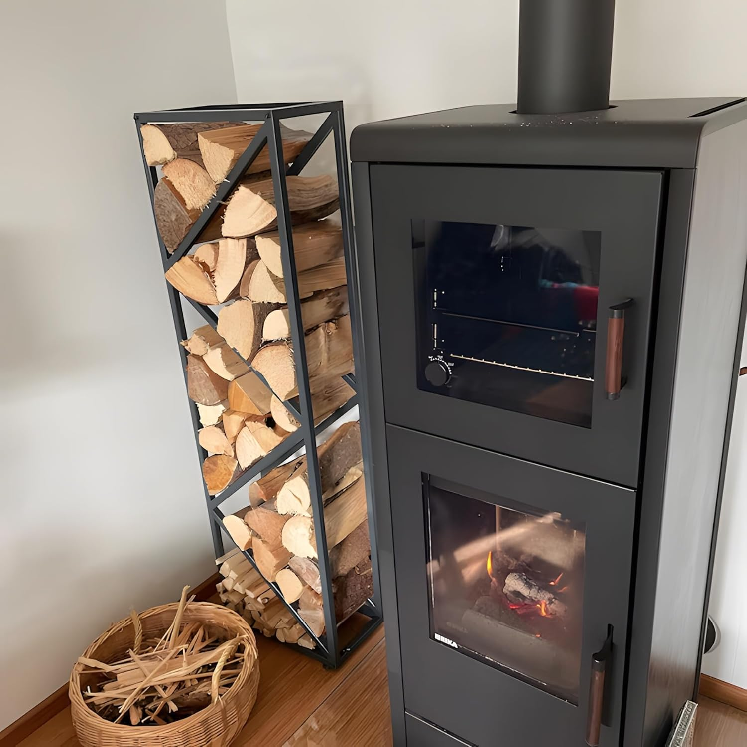 Indoor Firewood Rack - Adjustable Foot Storage Holder for Fireplace & Outdoor Fire Pits - Durable Welded Joint, Easy Assembly, Multi-Space Decorative & Functional Log Rack - Ideal Stove Accessories image number 1