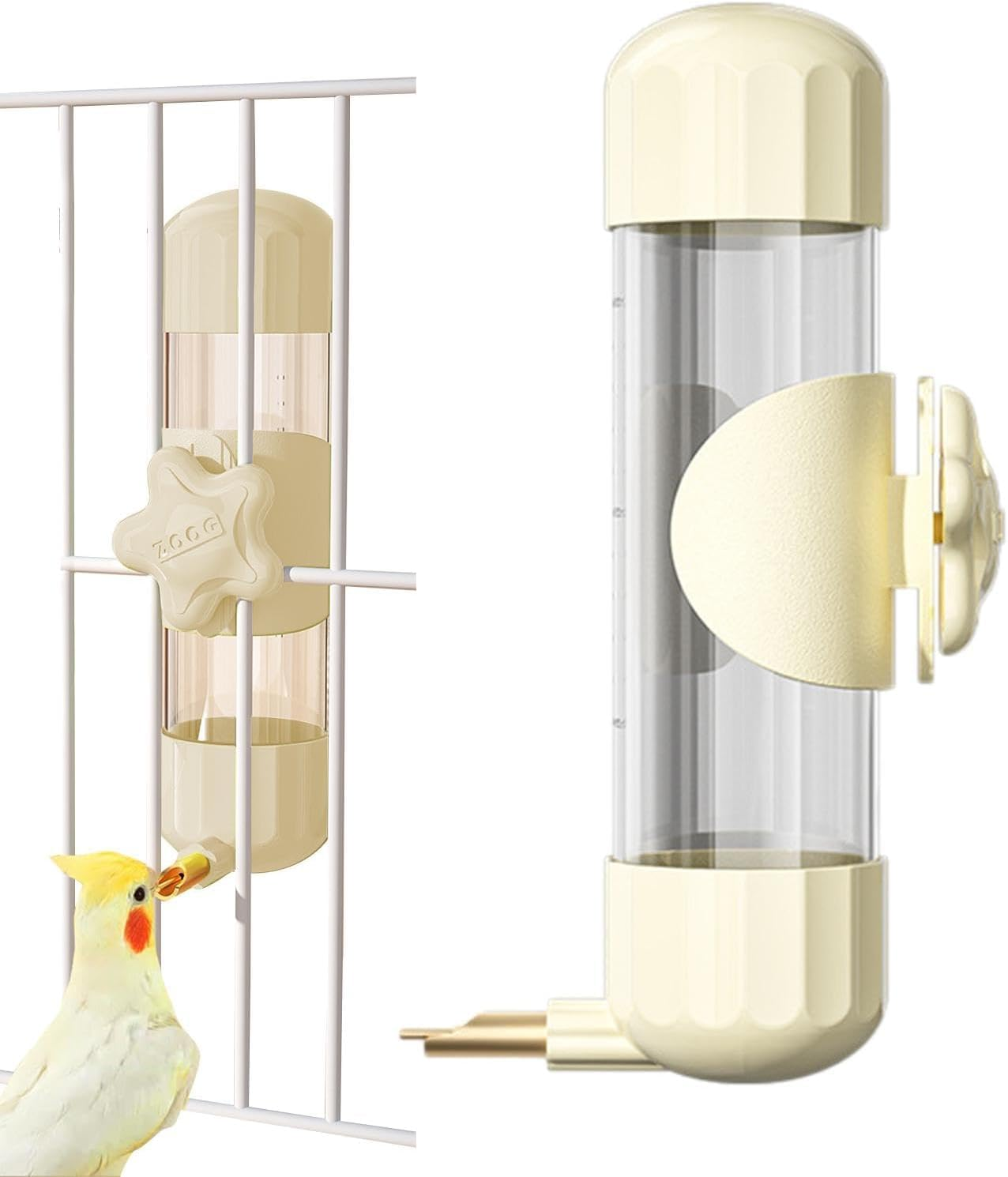 Water Bottle Bird Drinker Pet Bird Water Feeder Transparent Automatic Cockatiel Parakeet Water Dispenser Firing Pin Design (White, 200Ml) image number 5