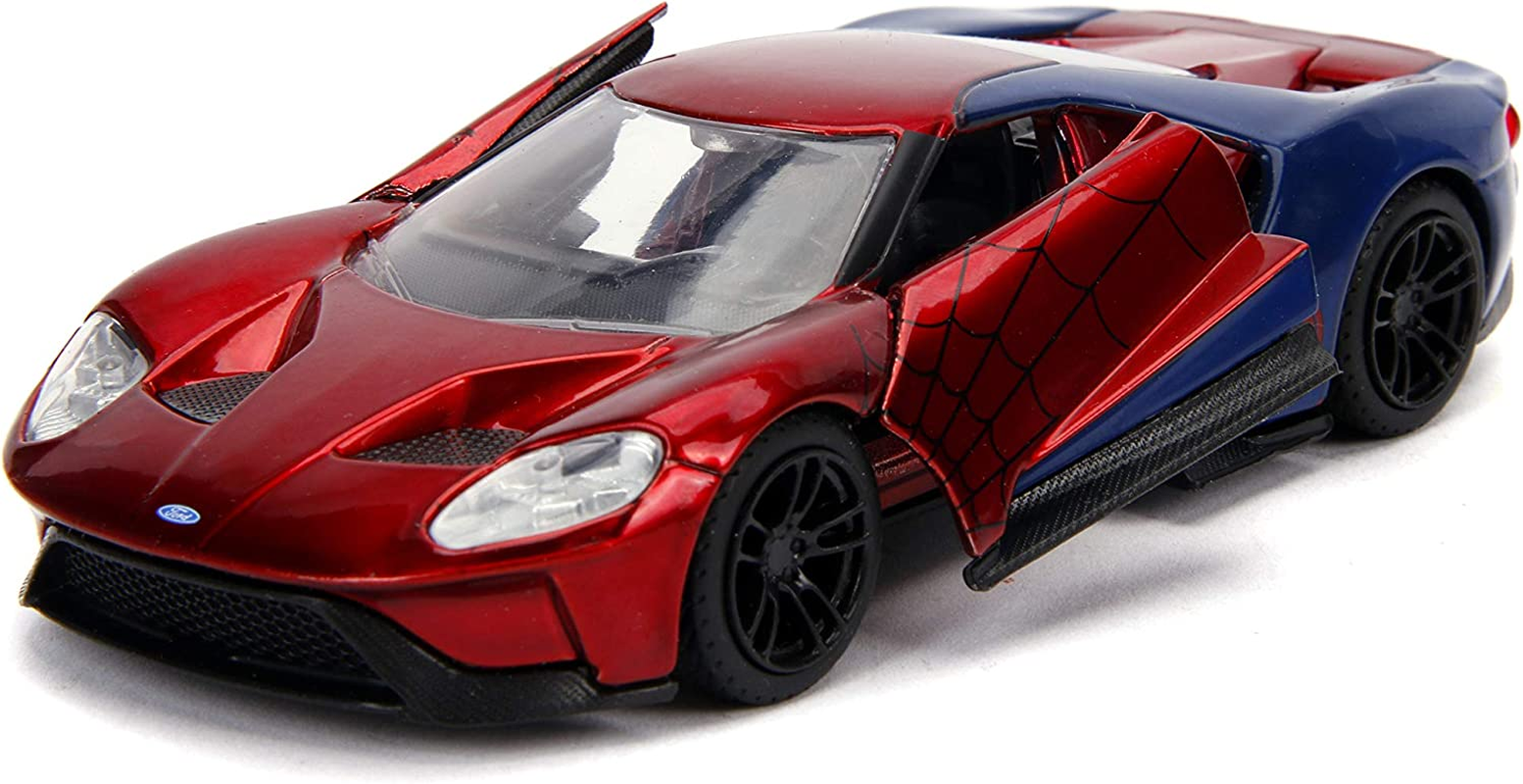 Jada Toys Metals Die-Cast Spider-Man 2017 Ford GT, 1:32 Scale Die-Cast Vehicle, Red/Blue,Red and Blue image number 2