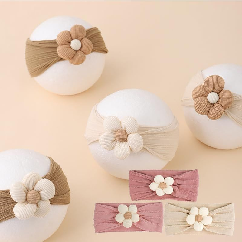 Baby Girl Headbands Bows Turban Nylon Newborn, 3Pcs Soft Elastic Knotted Headbands, Baby Head Wrap Hair Band image number 4