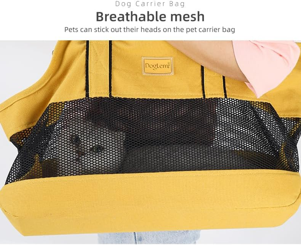 Small Pet Carrier Travel Sling Bag, Dog Purse, Cat Carrier Pet Handbag, Breathable Mesh Design with Window for Small Dogs and Cats, Portable Panoramic Pet Bag(Yellow) - Yellow image number 6