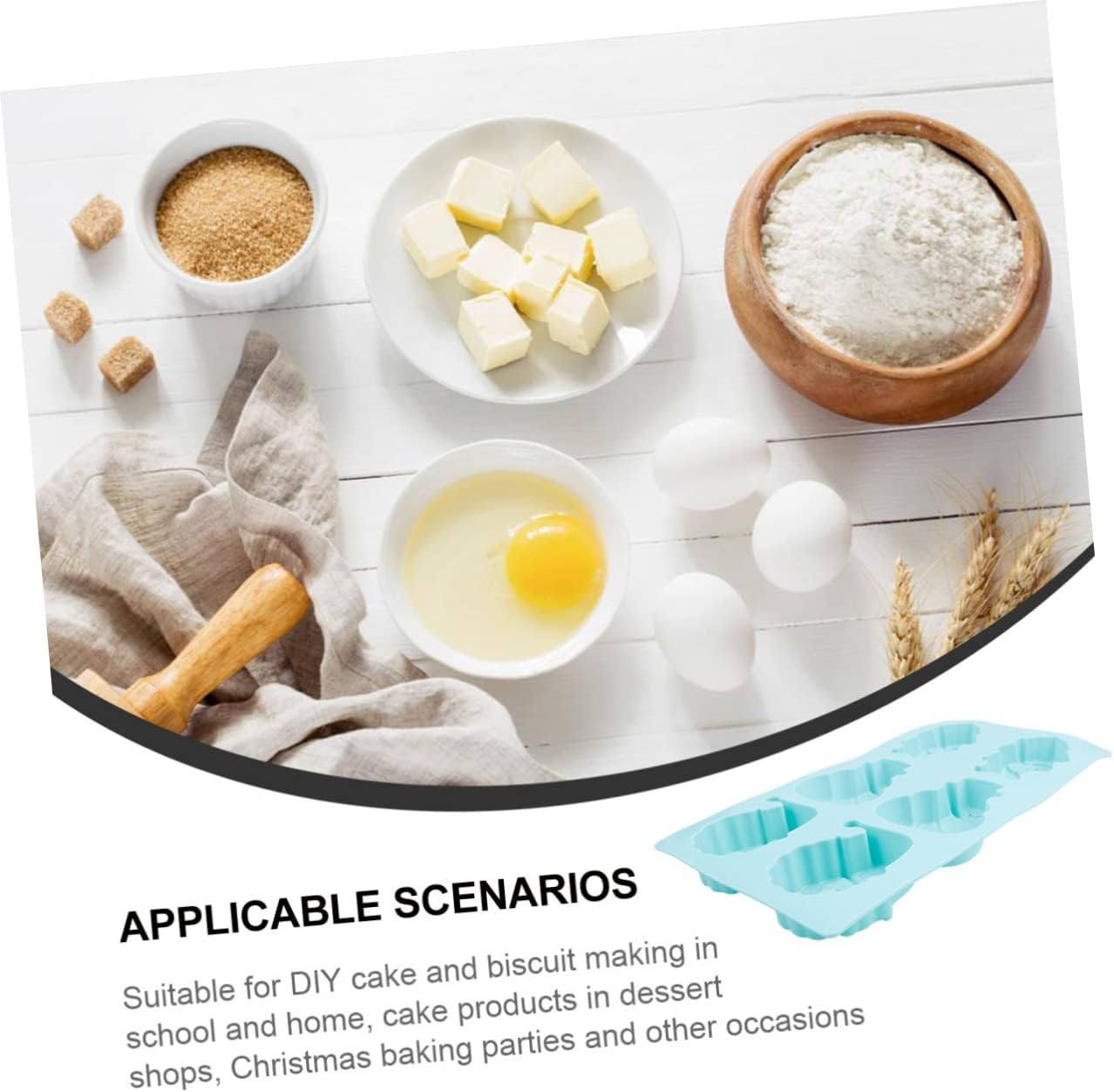 Amosfun 6Grids Christmas Cake Mold Silicone DIY Baking Mold for Christmas Biscuits and Cakes for Treats and Holiday Baking Snowman and Old Man Designs image number 1