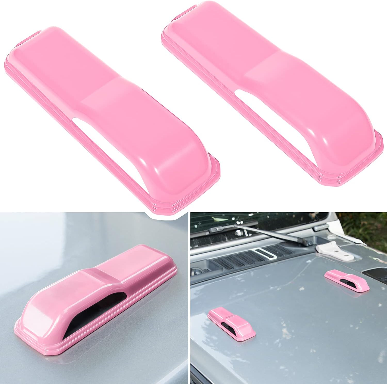 Engine Hood Hinge Cover Trim Exterior Accessories Decoration for 2018-2025 Jeep Wrangler JL JLU Sports Sahara Freedom Rubicon Unlimited Gladiator JT 2-Door & 4-Door (Pink 2PCS) image number 5