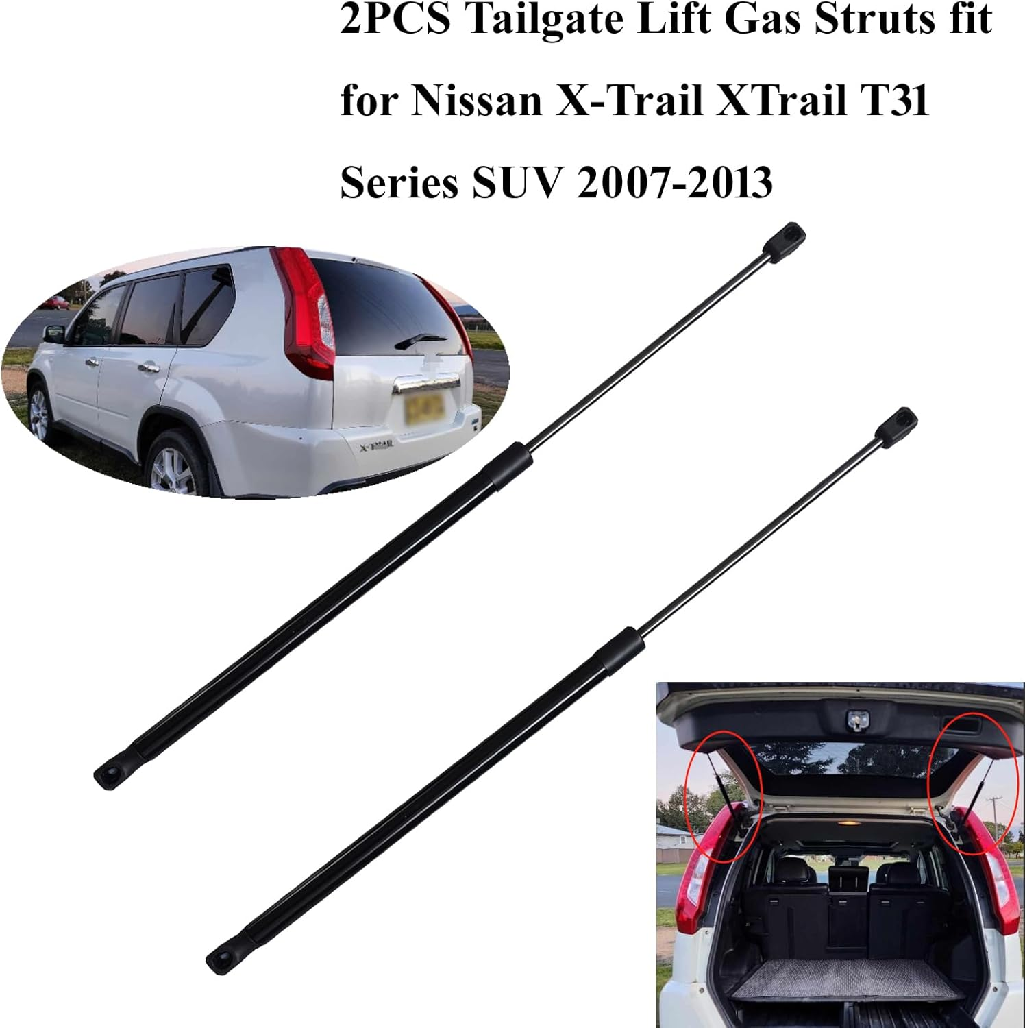 2 Tailgate Gas Struts for Nissan X-Trail T31 2007-2013 Xtrail SUV Wagon Rear Boot Lid Lift Support