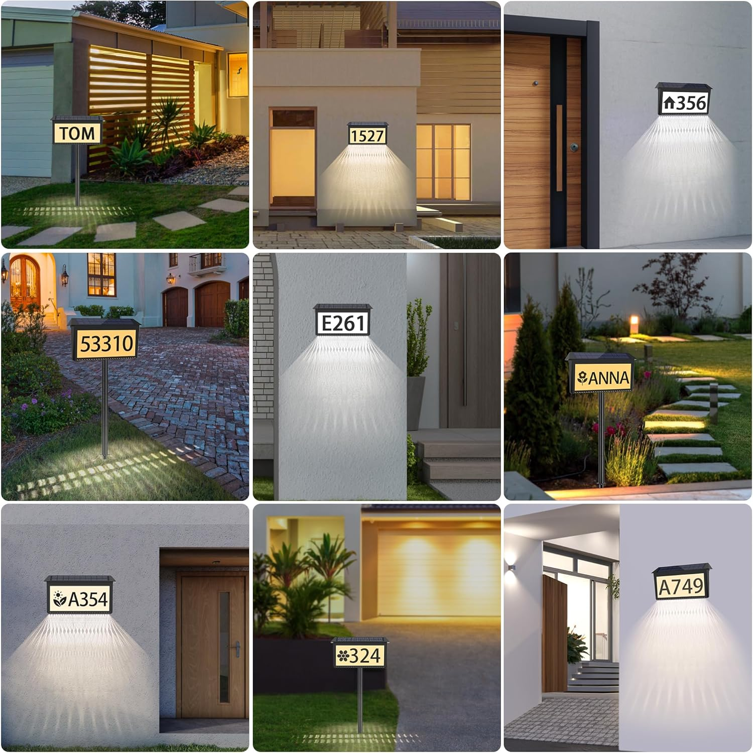Solar Address Sign, House Numbers for outside Light Up, 3 Colors Waterproof LED Illuminated House Numbers with Stake, Wall Mounted/In Ground Solar Powered Address Plaque for Yard Garden Home image number 6