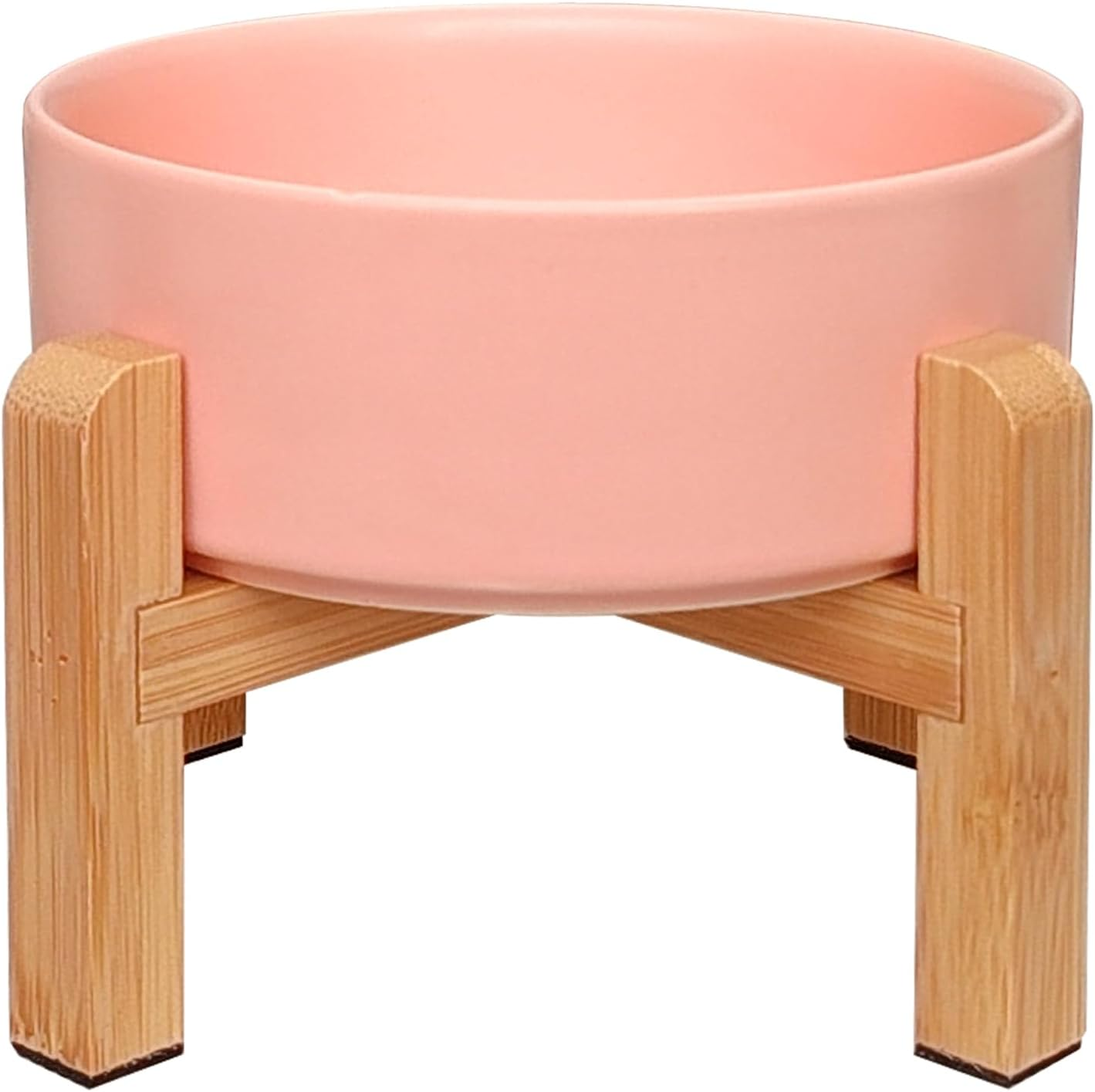 Elevated Ceramic Dog Bowl - PRENDIEEN Raised Dog Bowls with Non-Slip Bamboo Stand - Dog Food and Water Bowl - Dog Feeding Bowls - Pet Dishes for Cats and Small Dogs - 16 OZ - 480 ML (Green, Small)