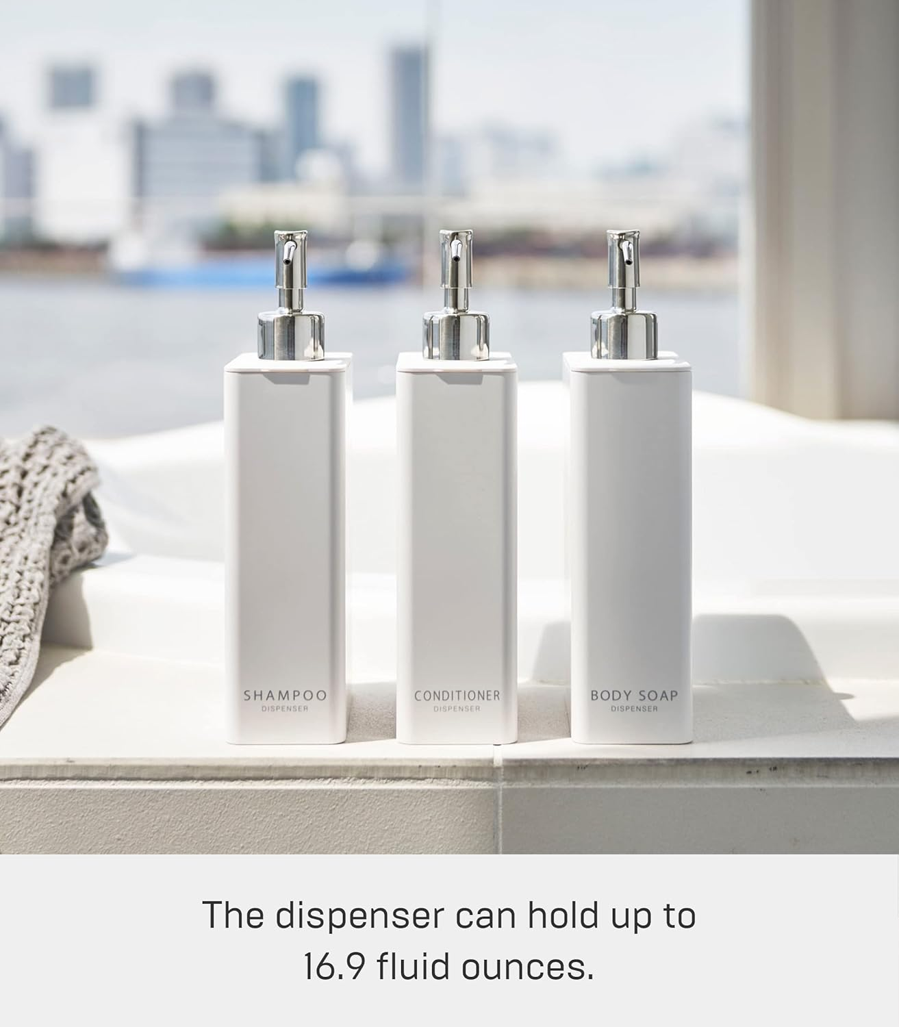 Yamazaki Tower Conditioner Dispenser White Rectangular - White image number 4