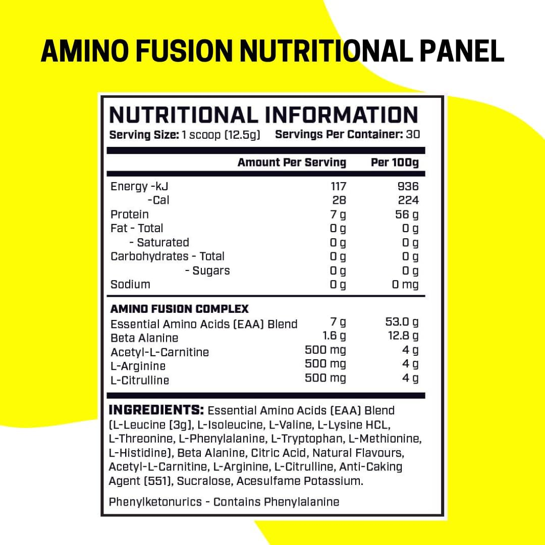 CYBORG SPORT- AMINO FUSION - Lemonade Flavour - 30 Serves -10.1G Amino Acids per Serve - Intra-Workout Blend : EAA BCAA | Beta Alanine | Carnitine | L-Citrulline | Arginine - Performance and Recovery image number 4