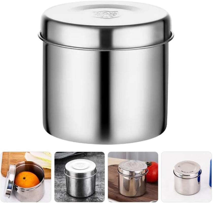 Hemoton Stainless Steel Sample Box 3.5 Inch Airtight Food Storage Container with Lid for School Canteen Kitchen Organisation