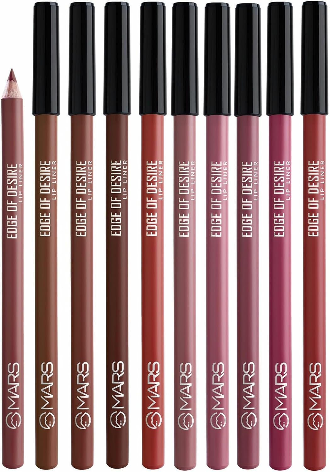 MARS Matte Lip Liner Set of 10 | One Swipe Smooth Application | Long Lasting & Travel Friendly Lip Pencil | Multicolor | Set-B (1.4G X 10)