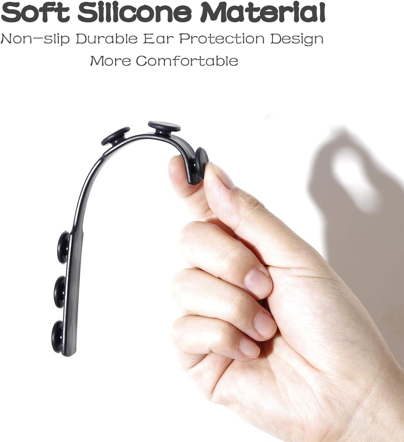 Silicone Extending Hook Belt Ear Strap Mask Holder, Adjustable Anti-Slip for Long-Time Wearing Relief (6PCS) - Black image number 4