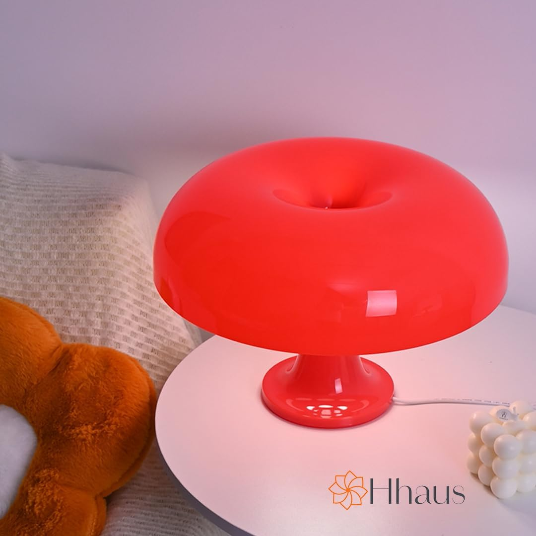 Calming LED Bedside Lamp (Red) | Red Light Therapy | USB Desk Lamp | Remote Controlled | Cute Night Light for Kids | Timer Function | Soothing Decor Lighting | Clean Design