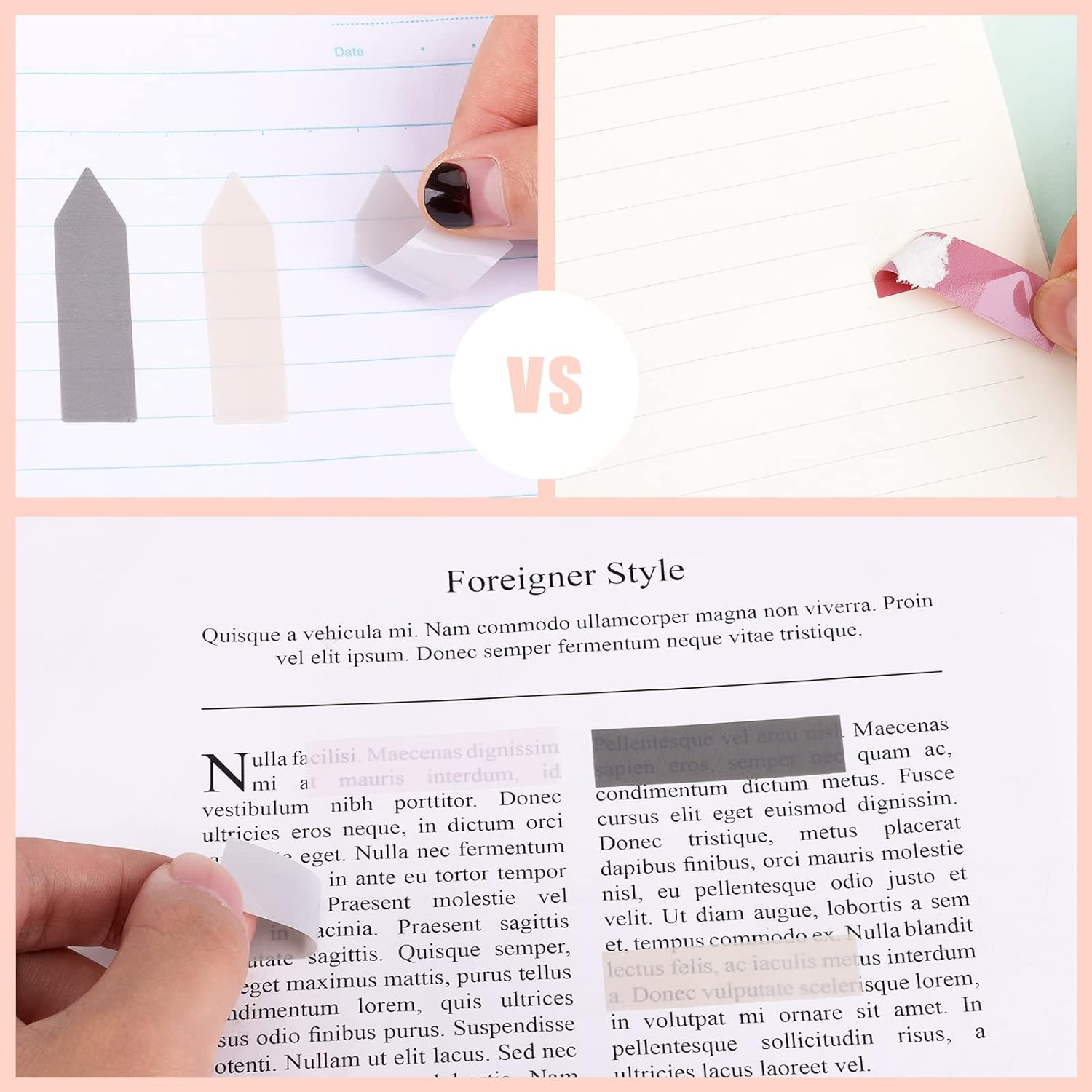 AIEX 600Pcs Index Tabs Flags, Self-Adhesive Sticky Tabs Page Tabs Writable Book Markers Page Flags for Reading Index, File Folders, Book Notes - Easy to Remove (Morandi Color) - Pink-Purple image number 6