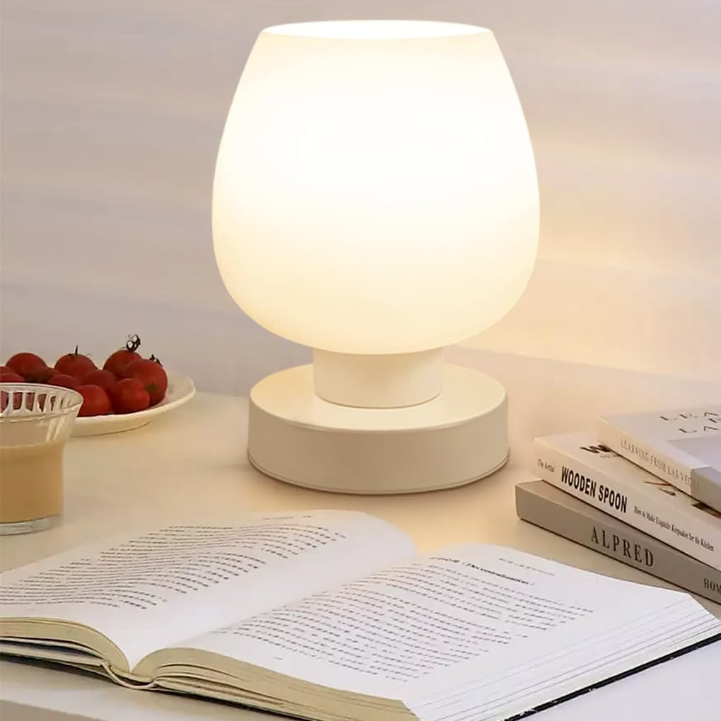 Clora Touch Bedside Table Lamp Modern Lamp for Bedroom Living Room Nightstand Desk Lamp with White Opal Glass Lamp Shade Warm LED Bulb 3 Way Dimmable image number 6
