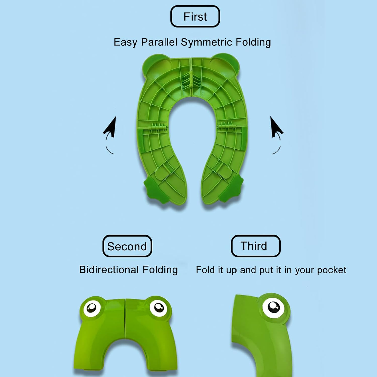 Beleeb Portable Toilet Seat Cover with Non-Slip Pads, Foldable Potty Training Seat for Toddlers, Reusable Travel Kids Toilet Seat with Carry Case, Green image number 5