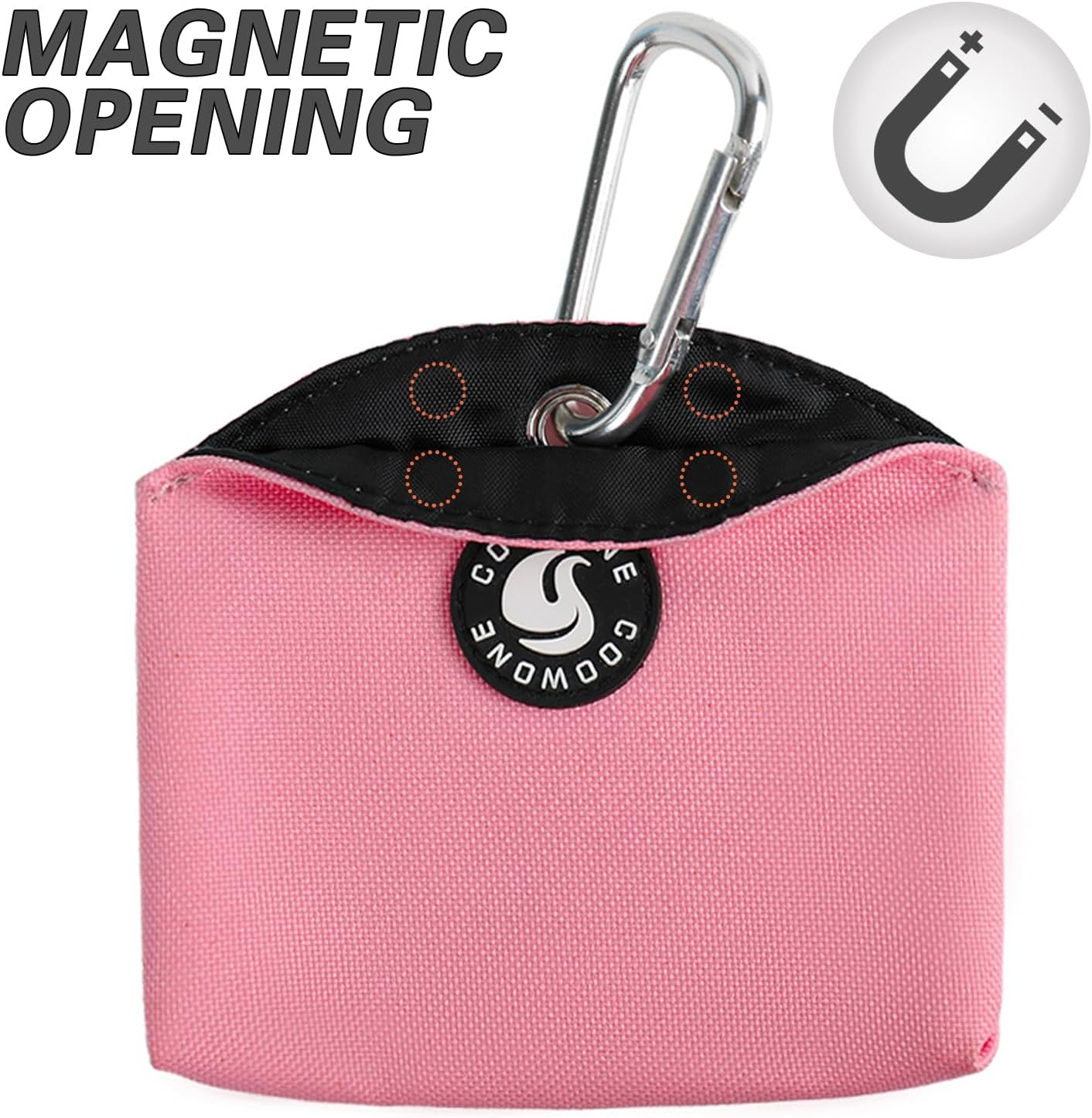 COOWONE Dog Treat Bag with Magnetic Opening - Pink, Small, Minimalist