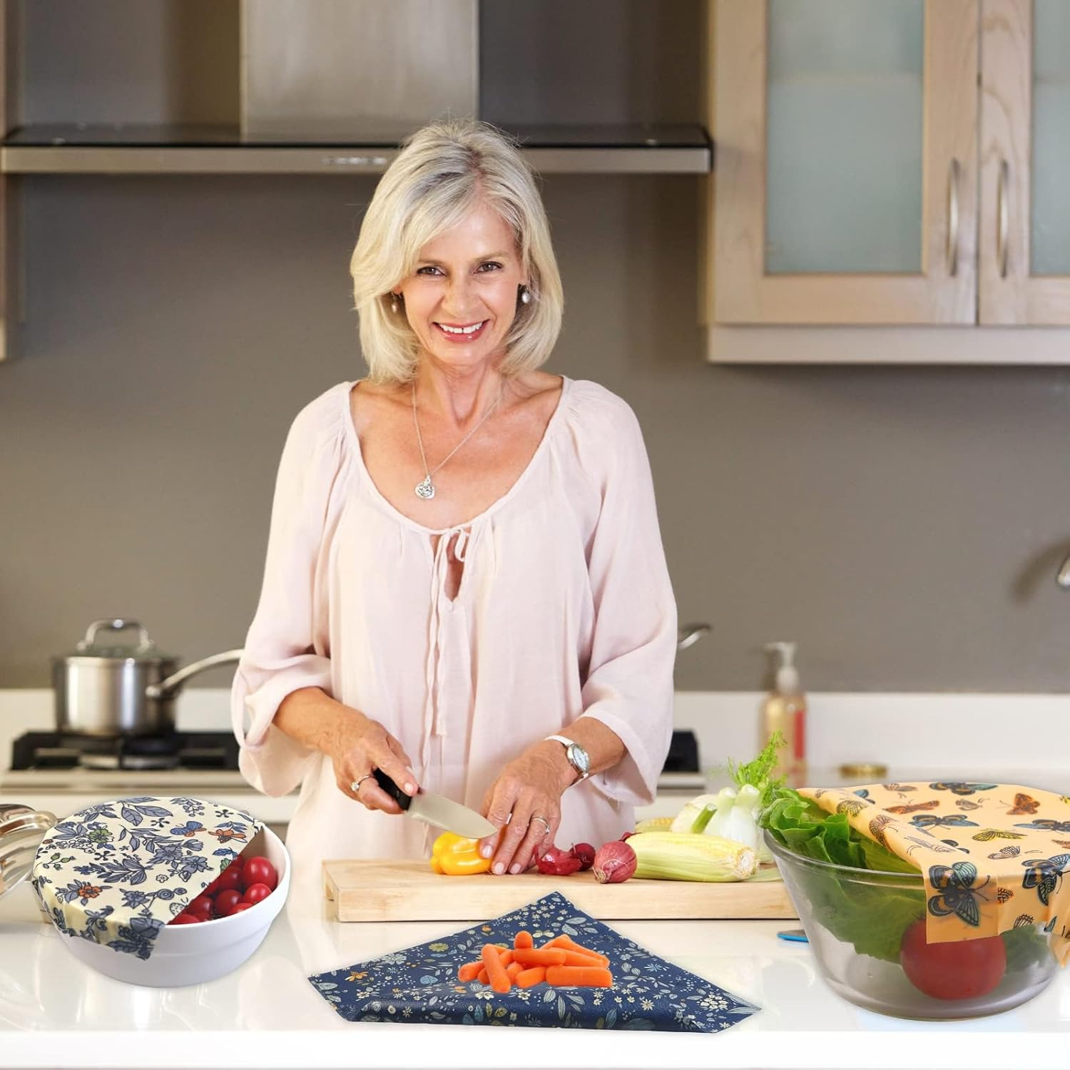 Reusable Beeswax Wrap - 9 Pack Beeswax Wraps for Food, Eco-Friendly Food Wraps, Bread Sandwich Wrapper - Organic, Sustainable, Zero Waste, Reusable Plastic-Free Food Storage Wrap, 1XL, 3M, 5S image number 5