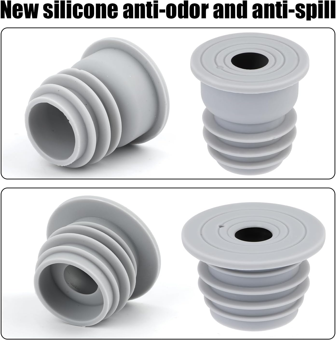 2Pcs Washing Machine Drain Hose Seal, Silicone Washer Drain Hose Seal Gray Washing Machine Drain Seal for Kitchen Bathroom Sink Efficient Drainage Washing Drain Seal image number 2