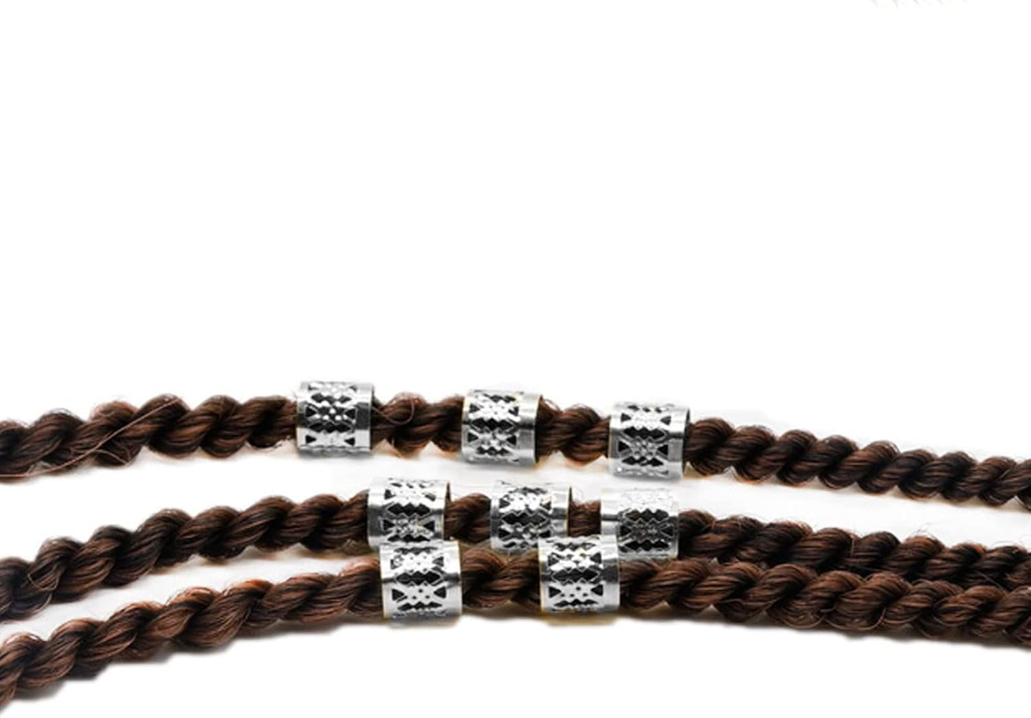 Pack of 50 Aluminium Dread Lock Adjustable Metal Cuffs Dreadlocks Beads Braids Hair Jewellery Silver image number 2