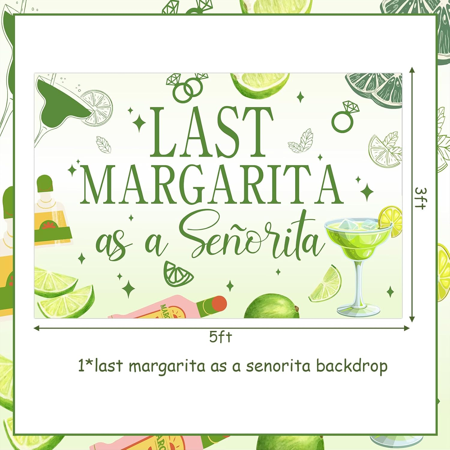 Wonmelody Margarita Bachelorette Party Decorations 5*3 Ft Last Margarita as a Senorita Backdrop Banner Mexican Fiesta Bachelorette Decor for Final Fiesta Bachelorette Bridal Shower Tequila Hen Party