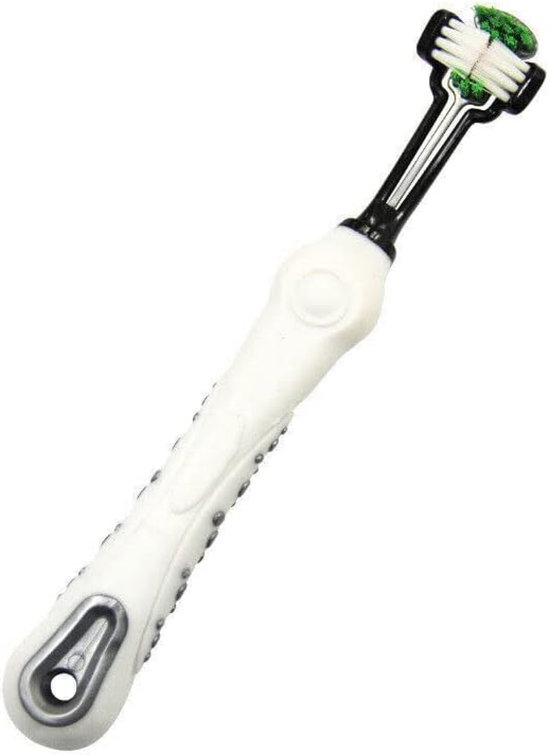 AIMALL 3-Sided Pet Toothbrush Dog Removing Bad Tartar Breath Dental Cleaning Mouth - for Tartar Control & Fresh Breath - Orange image number 2