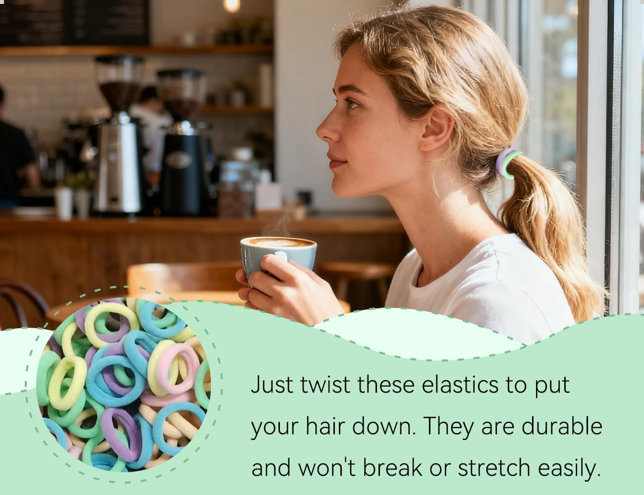 AOYEGIC Pack of 200 Small Hair Bobbles Girls, Seamless Multicoloured Mini Hair Bobbles, Elastic Soft Loom Bands, Ponytail Decoration, for Girls, Children, Baby (Colour) image number 2