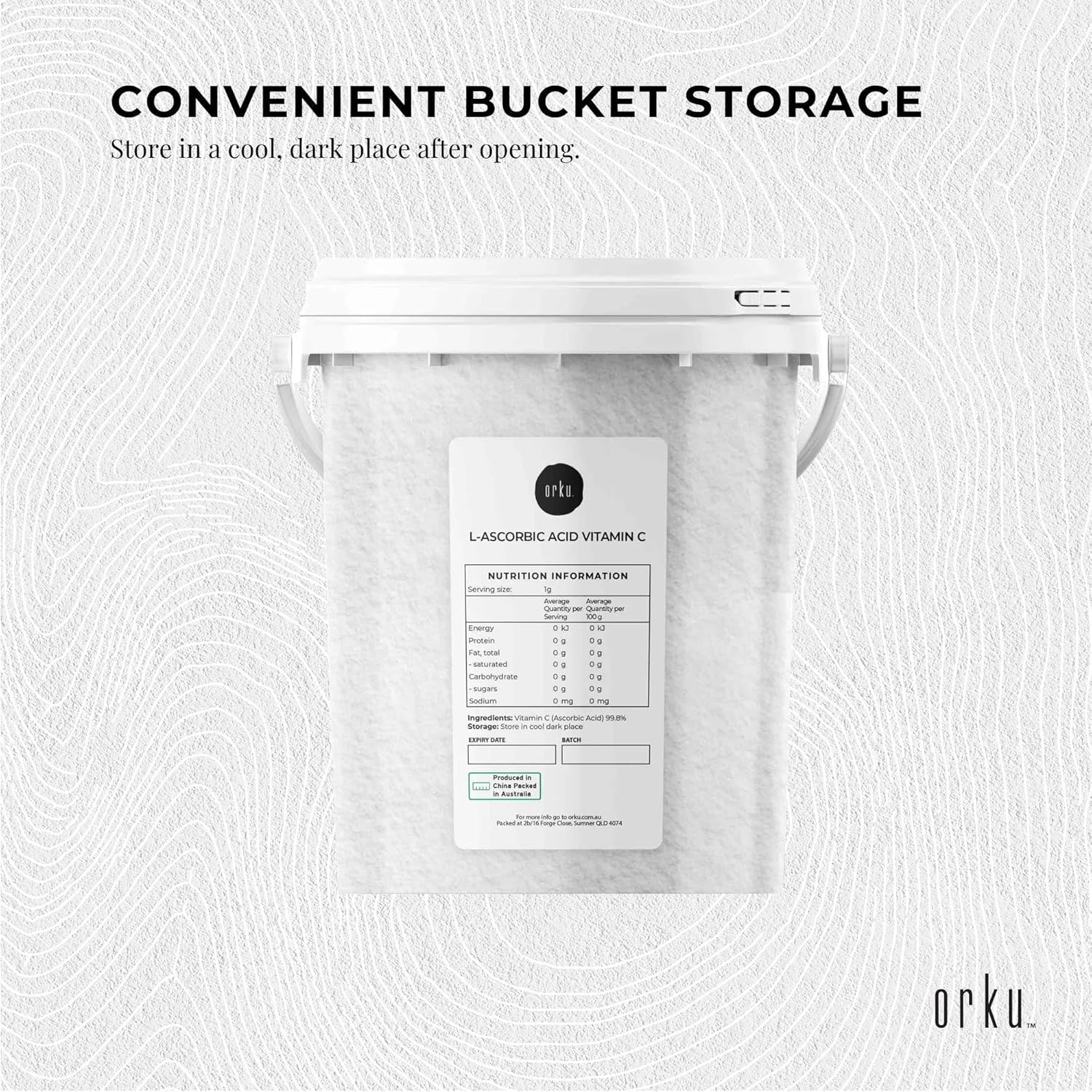 Orku 1.3Kg Vitamin C Powder in Tub Pure L-Ascorbic Acid - USP Grade Non-Gmo image number 4