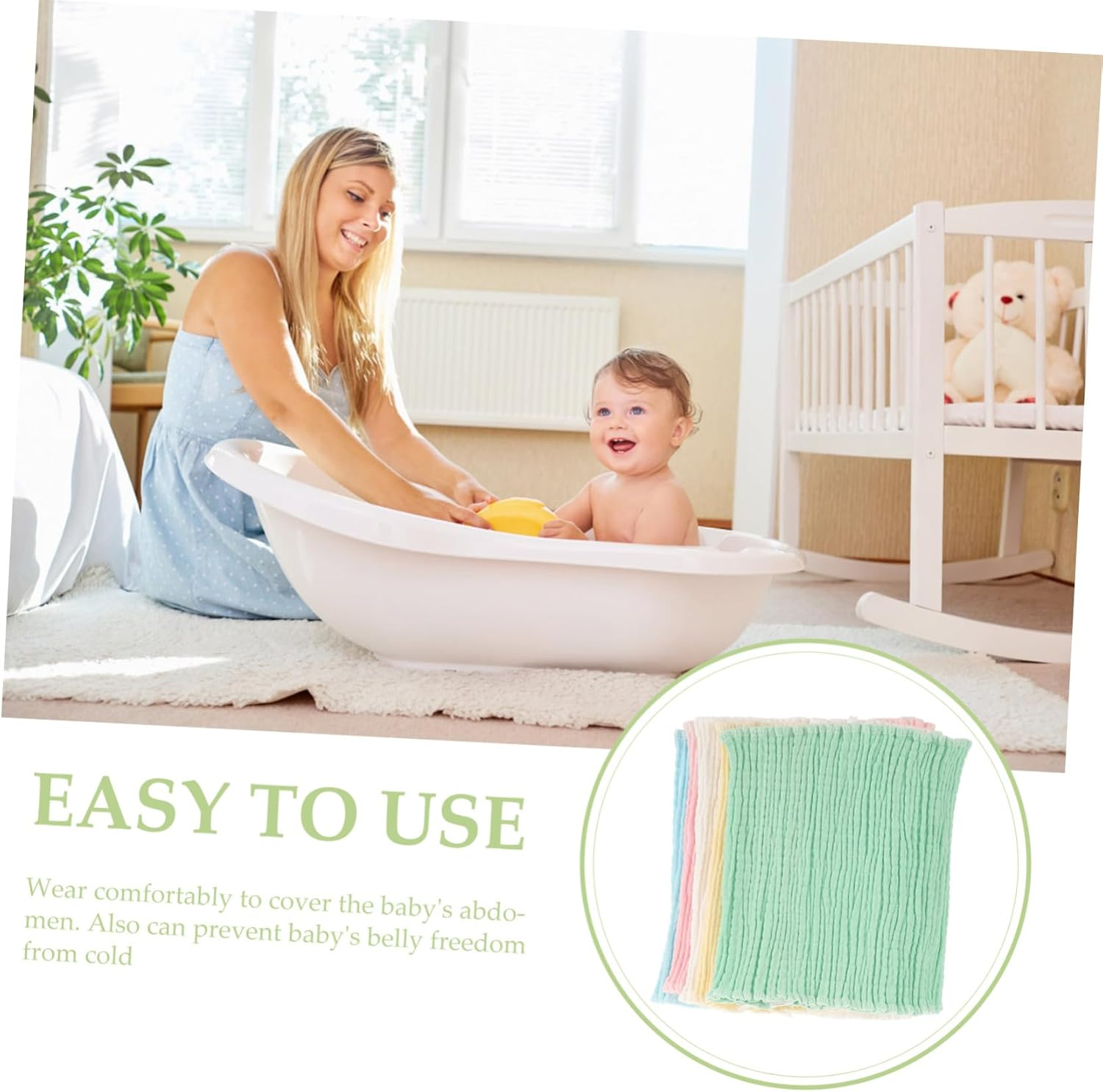 5Pcs Cotton Belly Band Soft Breathable Newborn Navel Protector Elastic Wide Waist Wrap for Abdomen Support Skin-Friendly Warm Belly Cover in Multiple Colors image number 3