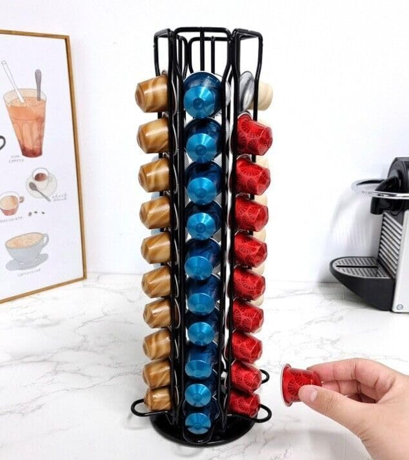 Coffee Pod Holder Stand Dispenser Rack Storage Capsule for Nespresso 60 Pods (Black) image number 4