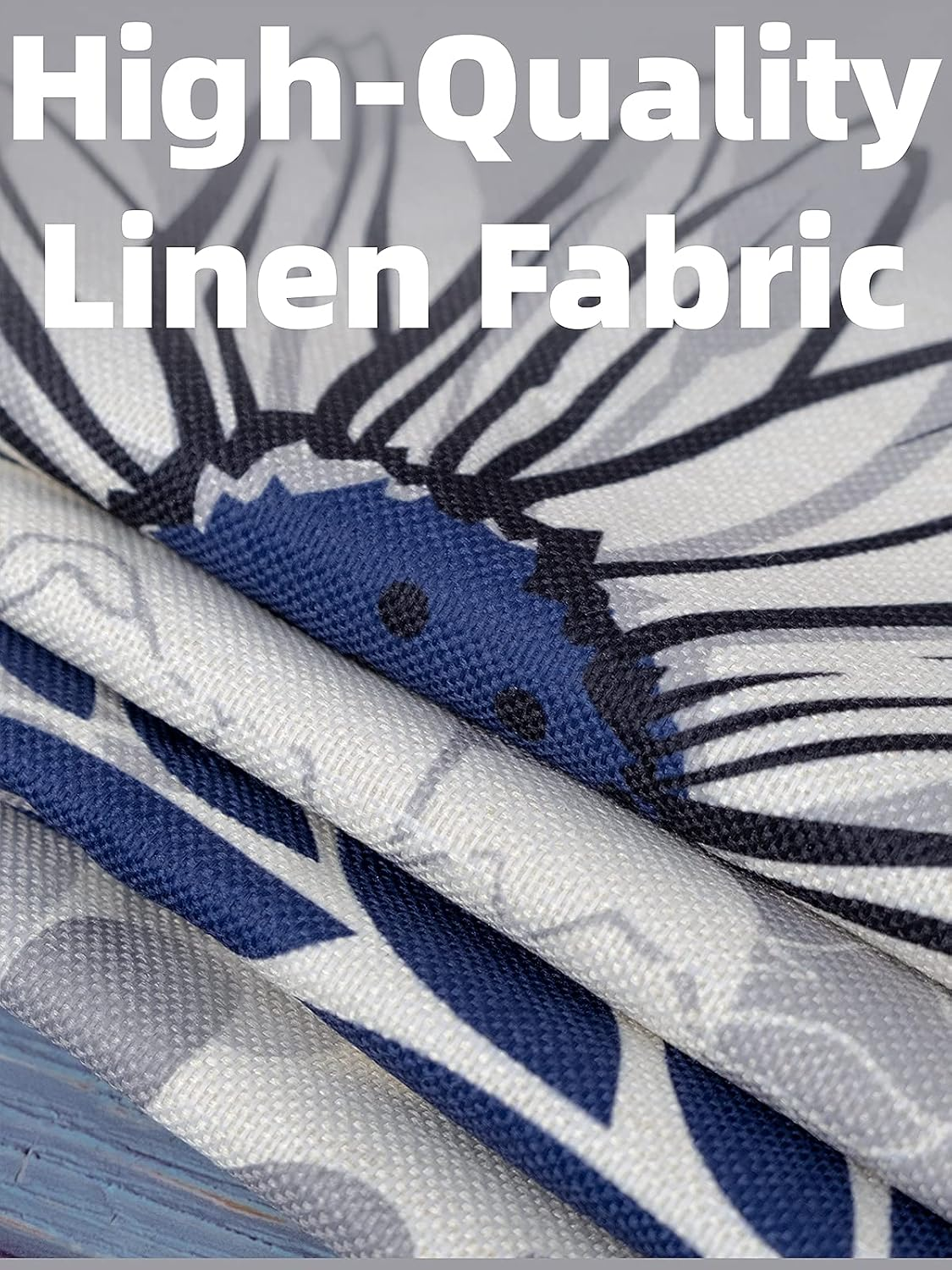 COLORPAPA Blue Pillow Covers 18X18 Set of 4 Grey Decorative Throw Pillow Cover for Couch Modern Daisy Pillows Case for Living Room Cushion Bed Outdoor Navy Blue and Gray Home Decor image number 5