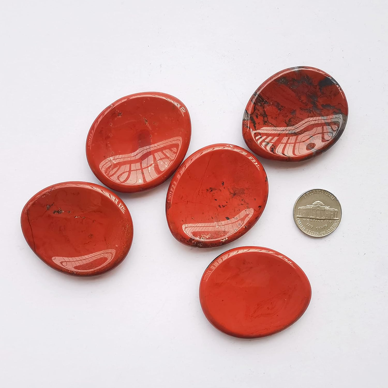 Natural Red Jasper Water Drop Chakra Thumb Worry Stone,Stress Relax Healing Reiki Crystal Pocket Palm Stones - Black Obsidian image number 2