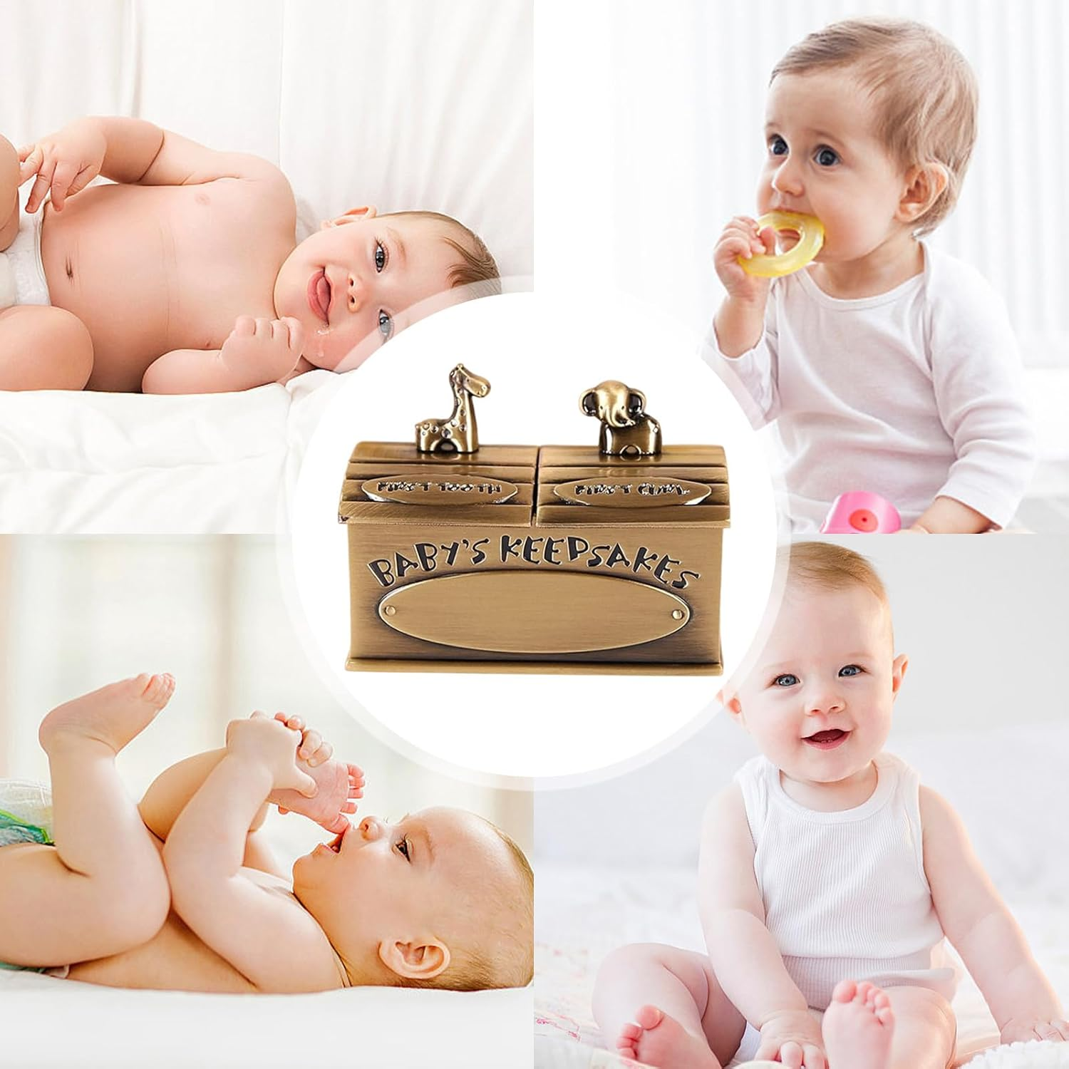 Baby Tooth Box - Teeth Holder Adorable Animal Design for Kids Keepsake | Elegant Memory Tin for Kid Baby Girls Boys Toddler Shower Birthday - Silver image number 3