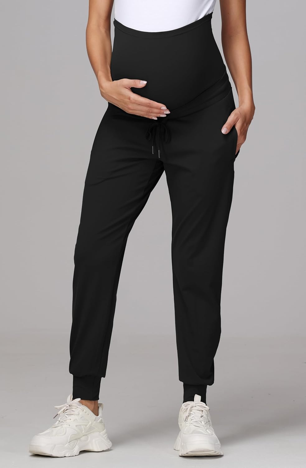 Women'S Maternity Jogging Bottoms Sweatpants Drawstring Pockets Pregnancy Trousers Running Lounge Workout Trousers image number 4