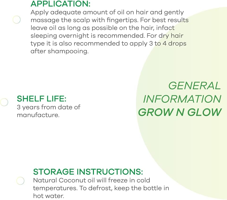 Grow N Glow Hair Oil 200 Ml | Coconut Based Hair Oil, Natural Hair Darkening Properties, Supports Hair Growth, Reduces Hair Loss (Pack of 1) image number 1