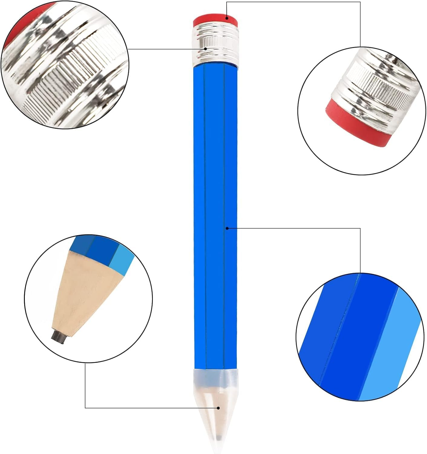 2 PCS Wooden Jumbo Pencils, Really Big Pencil, Super Giant Pencil - Writable & Erasable (Surprise Random Color) image number 1