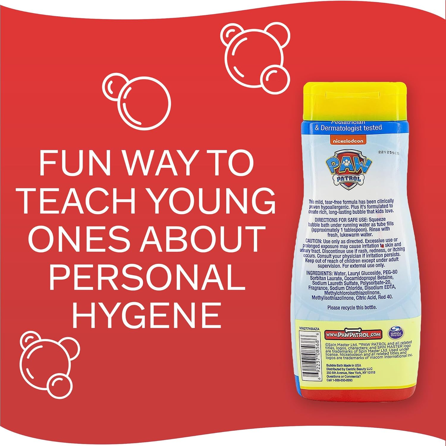 Paw Patrol Bubble Bath 24 Ounce Raspberry Rescue (709Ml) image number 3