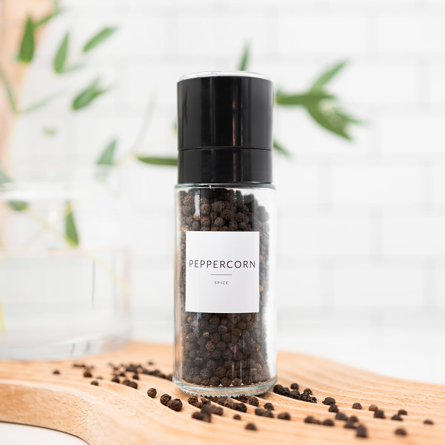 24 Glass Spice Jars with Label, round Bamboo Spice Jar Set, Seasoning Containers with Labels, Salt Grinder, 374 Spice Labels, Spice Bottles Funnel Empty Spice Jars with Shaker Lids Spice Containers image number 2