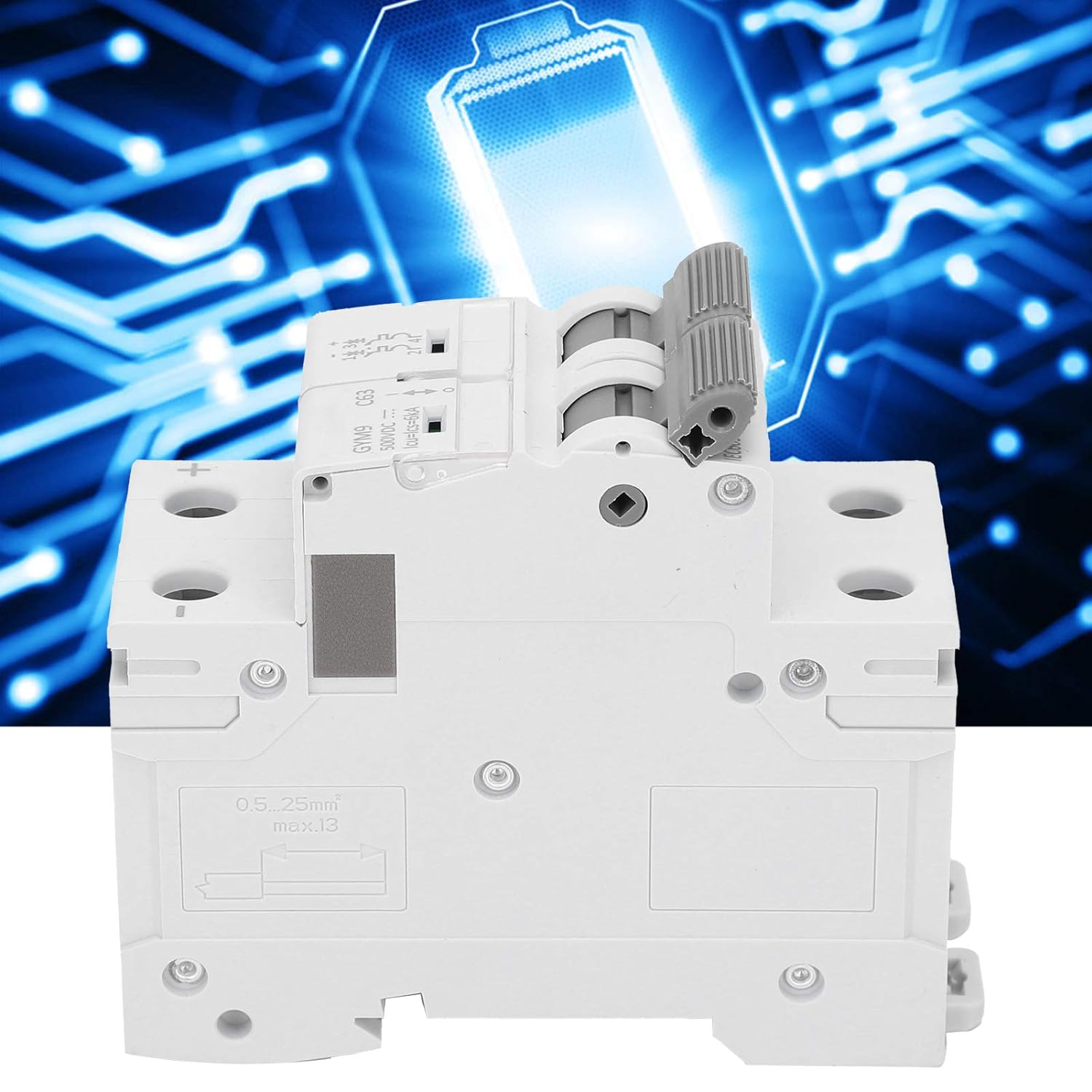 DC Miniature Circuit Breaker, 2 Pole 63 Amp 500V IC65N Isolator for Solar PV System and Other DC System,Thermal Magnetic Trip, Din Rail Mount, DC Disconnect Switch C40 image number 2