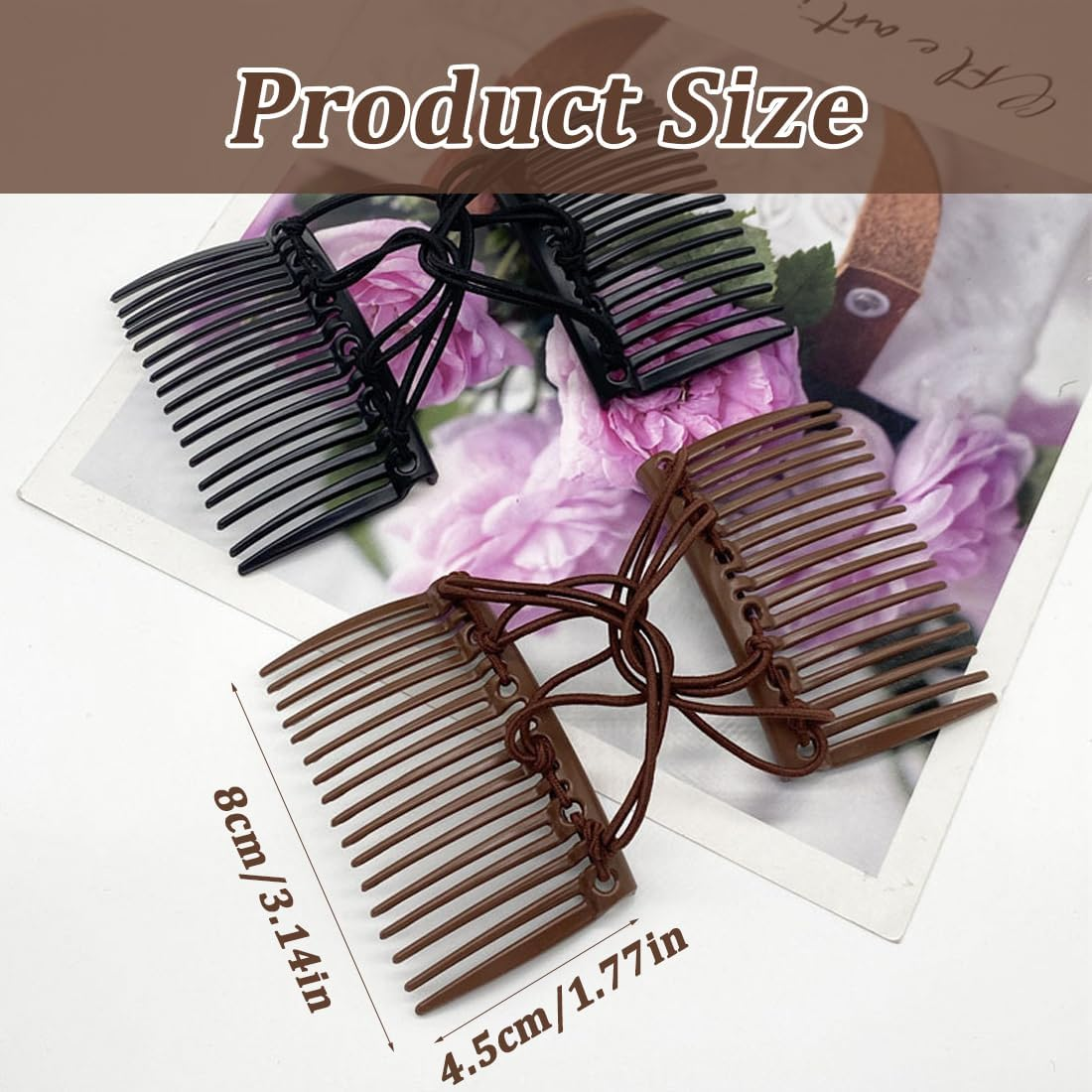 4Pcs Elastic Hair Clips Double Comb Elastic Hair Combs for Thick Hair Adjustable image number 5