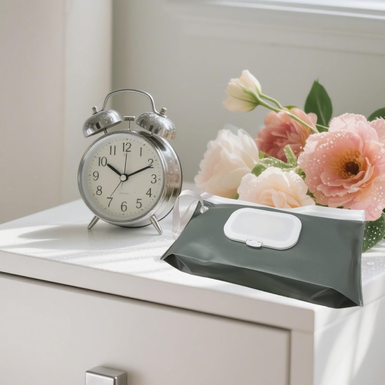 4Pcs of Baby Wipes Dispenser, Reusable Nappy Wipe Holders, Portable Travel Wet Wipes Dispenser, Plastic Flip-Top Pull-Out Packaging Bag during the Journey, Eva Tissue Bag image number 3