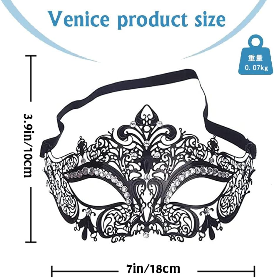 Masquerade Mask, Metal Masks Sexy Venetian Carnival Masks Fancy Dress, Venetian Mardi Gras Prom Mask for Women image number 5