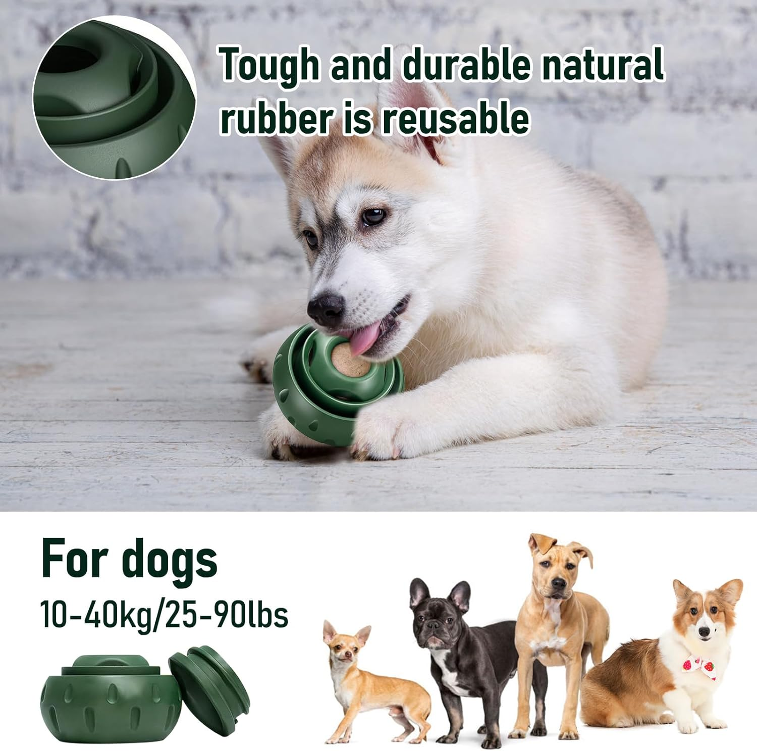 Fillable Interactive Dog Toy,Dog Chew Toy for Dogs Large&Small, Tough Rubberized Dog Toy to Distracted, Reusable of Freezable Dog Treat Dispenser,Dishwasher Safe. image number 5