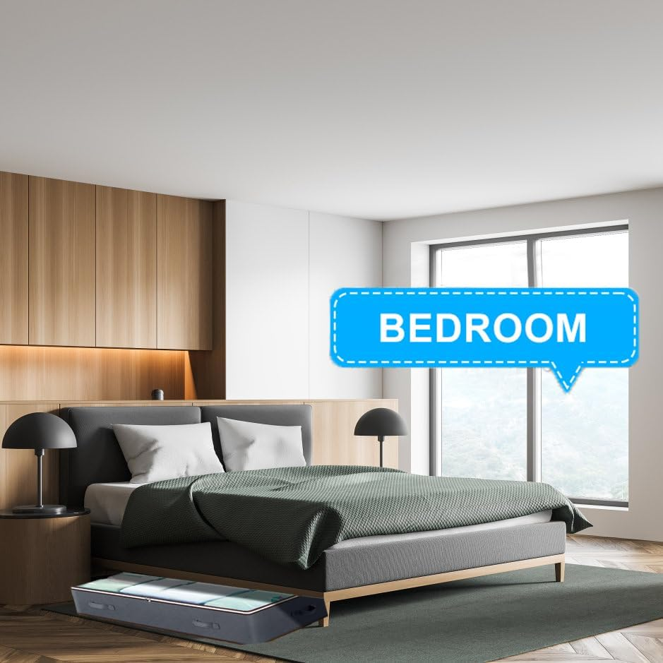 3-Pack 40L Underbed Storage Bags,H HOME-MART under Bed Shoe Storage Containers Clothes Organizers with Reinforced Handles,See-Through Window Sheet Organiser for Clothing, Blankets (3-Pack) image number 4