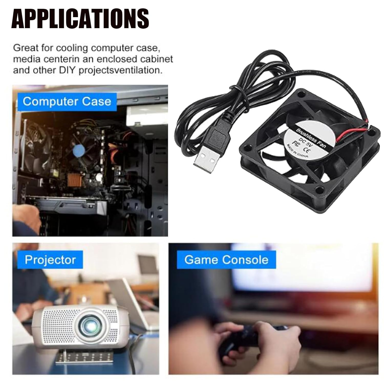 DIANN 2Pcs 6015 Fan 5V 60X60X15Mm Brushless Computer CPU Heat Sink Cooling Cooler Fan 60Mm X 15Mm USB Fan for DIY PC Case Fan image number 4