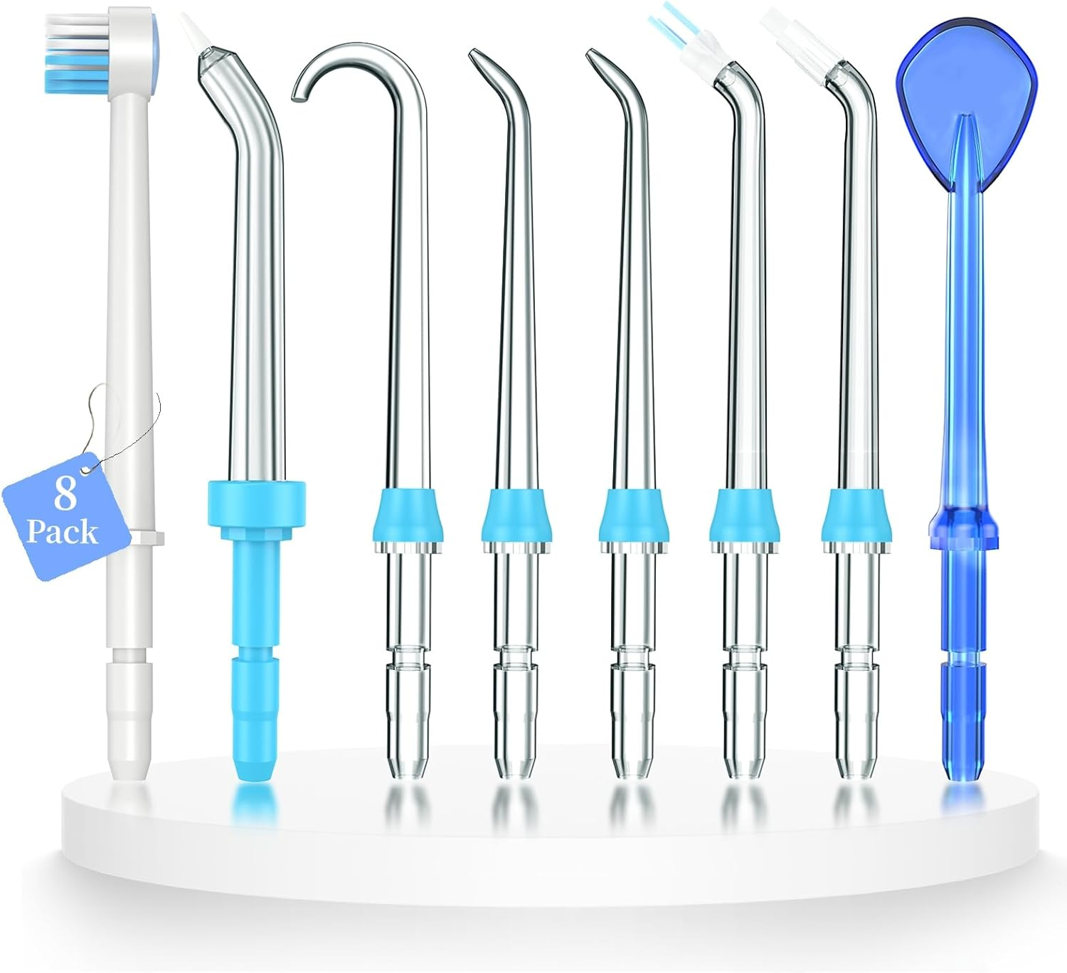 Replacement Tips for Waterpik Water Flosser,Replacement Classic Jet Tips Compatible with Waterpik Oral Irrigator,Replacement Brush Heads for Waterpik,8 Pcs Replacement Parts for Waterpik image number 6