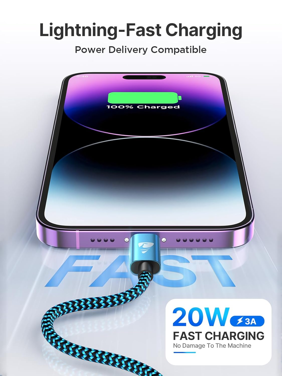 Aioneus USB C to Lightning Cable 2M 3Pack, [Apple Mfi Certified] Iphone Charger Cable USB-C Power Delivery Iphone Cord Fast Charging for Iphone 14 13 12 11 Pro Max Mini XS XR X 8 7 plus 6S SE, Ipad image number 4